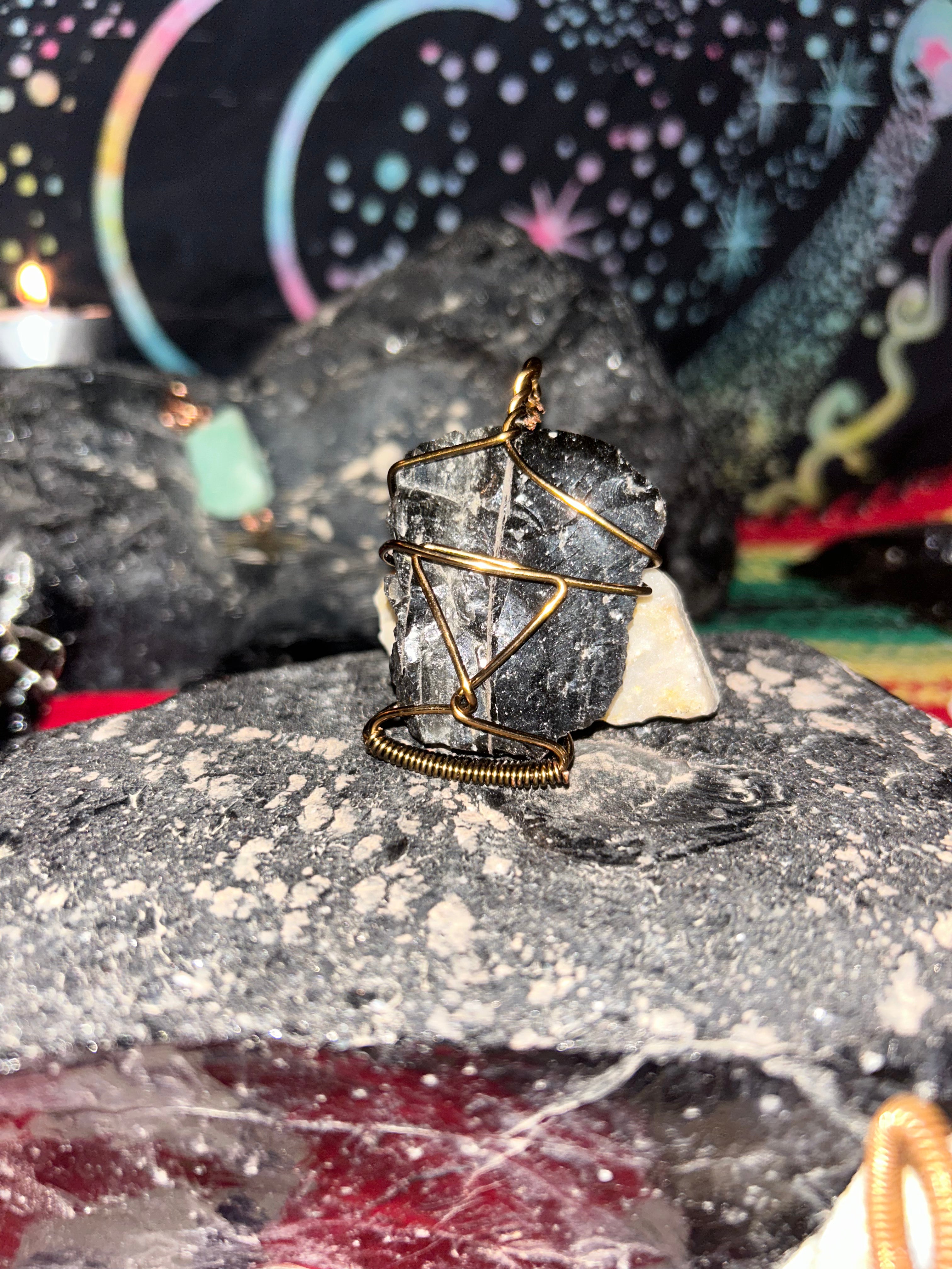 Raw Obsidian Protection Pendant